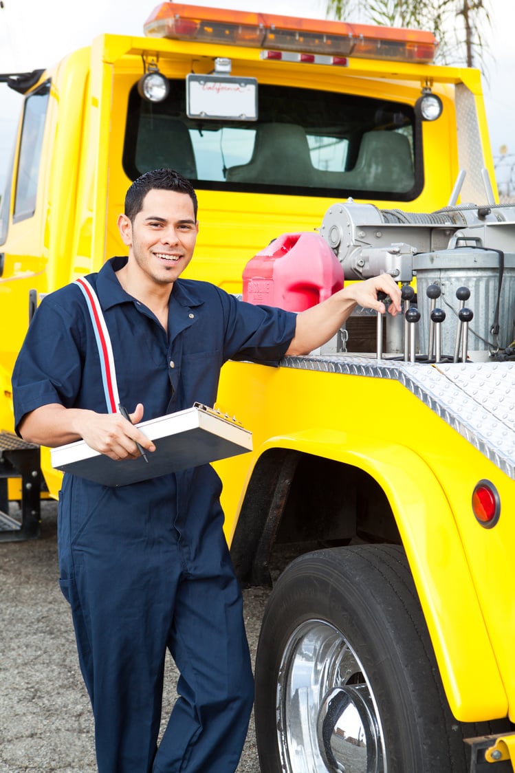 Tow truck driver ready to serve